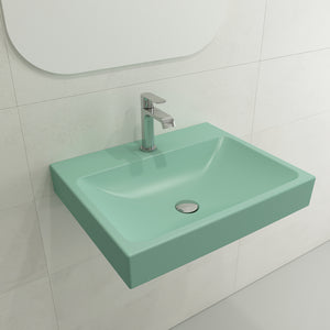 Alternate Image for BOCCHI Scala 24" Rectangle Wallmount Fireclay Bathroom Sink, Matte Mint Green, Single Faucet Hole, 1077-033-0126