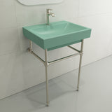 BOCCHI Scala 24" Rectangle Wallmount Fireclay Bathroom Sink, Matte Mint Green, Single Faucet Hole, 1077-033-0126