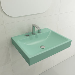 Alternate Image for BOCCHI Scala 24" Rectangle Wallmount Fireclay Bathroom Sink, Matte Mint Green, 3 Faucet Hole, 1077-033-0127