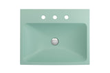 BOCCHI Scala 24" Rectangle Wallmount Fireclay Bathroom Sink, Matte Mint Green, 3 Faucet Hole, 1077-033-0127