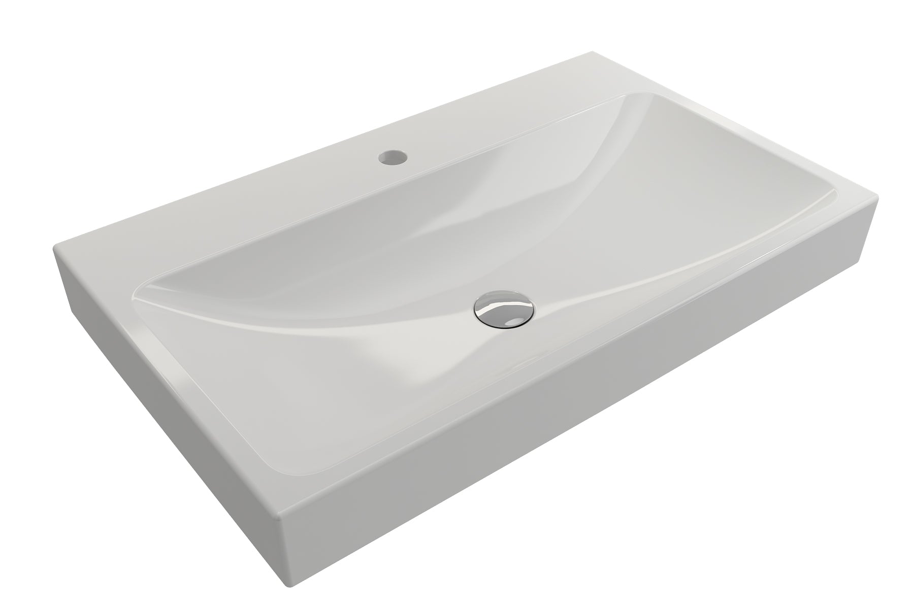 BOCCHI Scala 32" Rectangle Wallmount Fireclay Bathroom Sink, White, Single Faucet Hole, 1078-001-0126