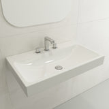 BOCCHI Scala 32" Rectangle Wallmount Fireclay Bathroom Sink, White, 3 Faucet Hole, 1078-001-0127