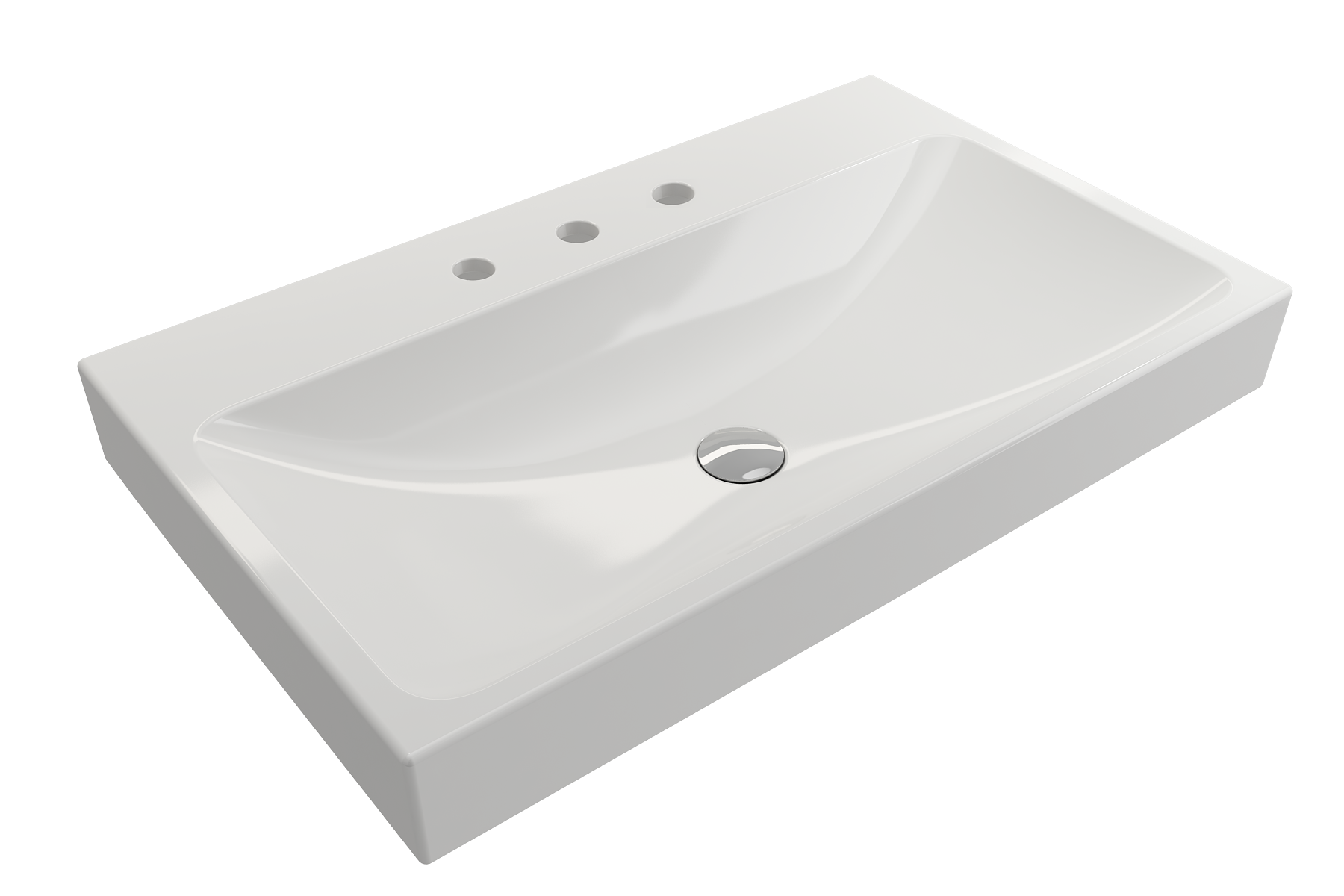 BOCCHI Scala 32" Rectangle Wallmount Fireclay Bathroom Sink, White, 3 Faucet Hole, 1078-001-0127
