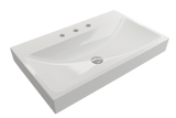 BOCCHI Scala 32" Rectangle Wallmount Fireclay Bathroom Sink, White, 3 Faucet Hole, 1078-001-0127