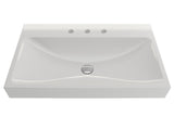 BOCCHI Scala 32" Rectangle Wallmount Fireclay Bathroom Sink, White, 3 Faucet Hole, 1078-001-0127