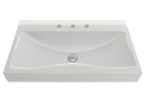 BOCCHI Scala 32" Rectangle Wallmount Fireclay Bathroom Sink, White, 3 Faucet Hole, 1078-001-0127