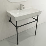 BOCCHI Scala 32" Rectangle Wallmount Fireclay Bathroom Sink, White, 3 Faucet Hole, 1078-001-0127