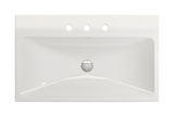 BOCCHI Scala 32" Rectangle Wallmount Fireclay Bathroom Sink, White, 3 Faucet Hole, 1078-001-0127