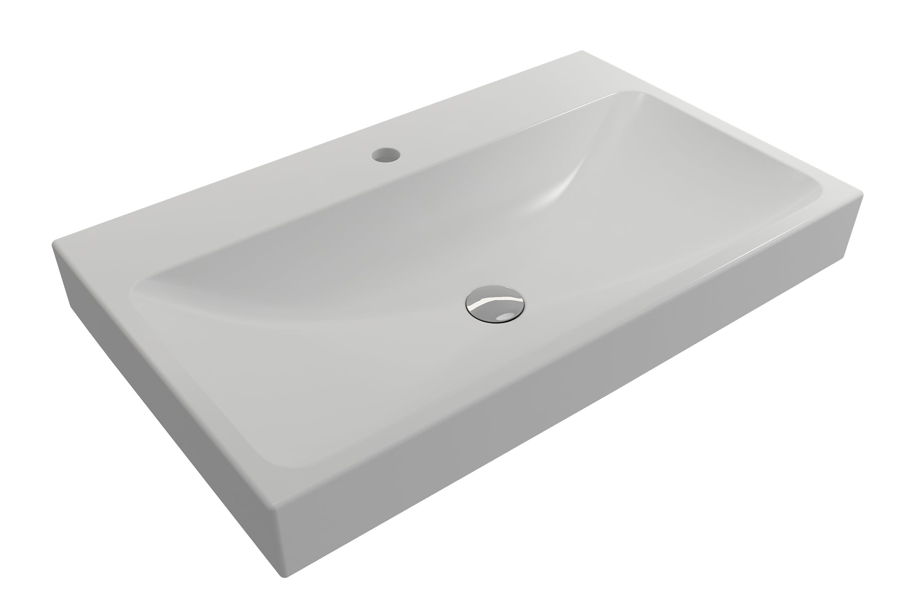 BOCCHI Scala 32" Rectangle Wallmount Fireclay Bathroom Sink, Matte White, Single Faucet Hole, 1078-002-0126