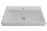 BOCCHI Scala 32" Rectangle Wallmount Fireclay Bathroom Sink, Matte White, Single Faucet Hole, 1078-002-0126