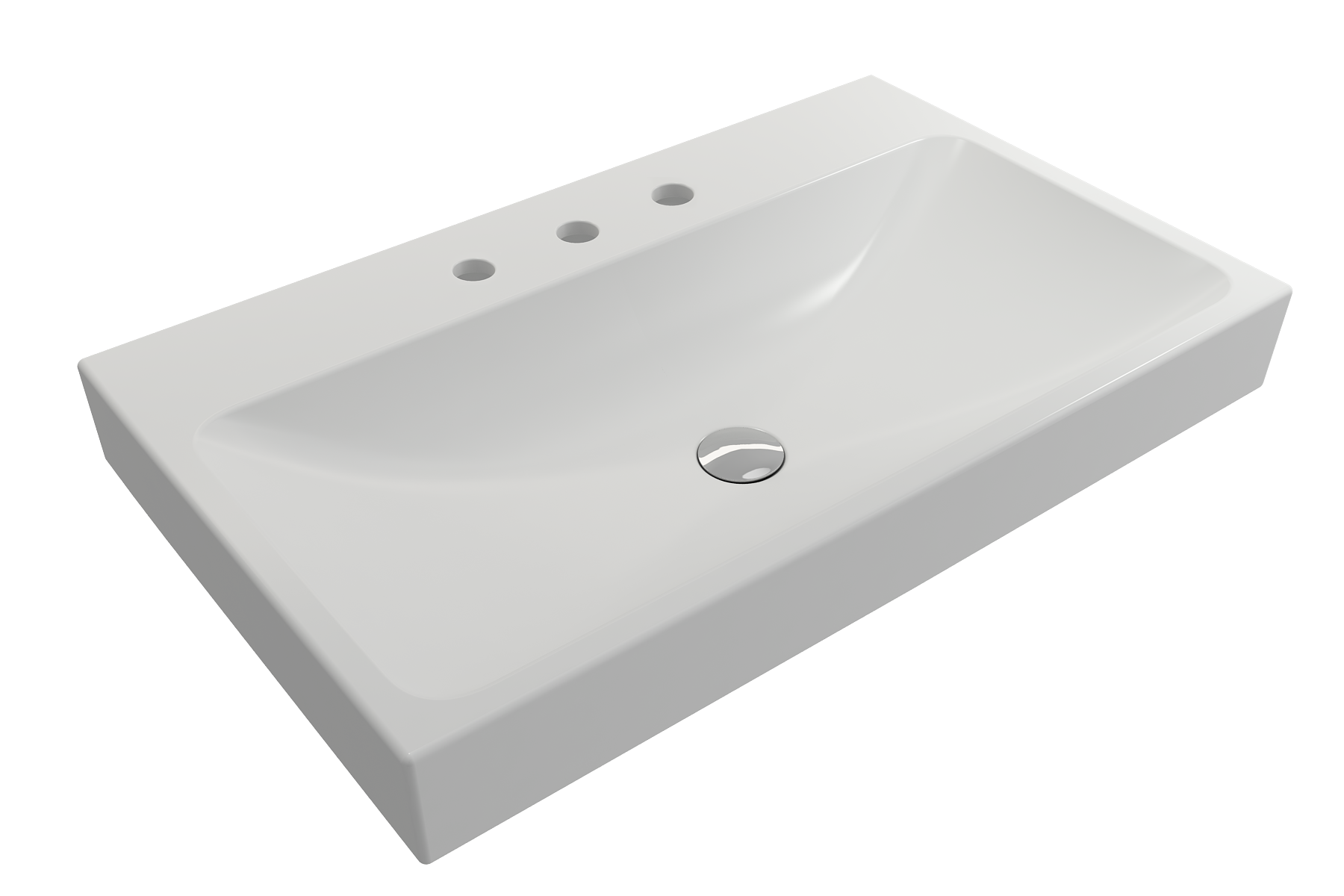 BOCCHI Scala 32" Rectangle Wallmount Fireclay Bathroom Sink, Matte White, 3 Faucet Hole, 1078-002-0127