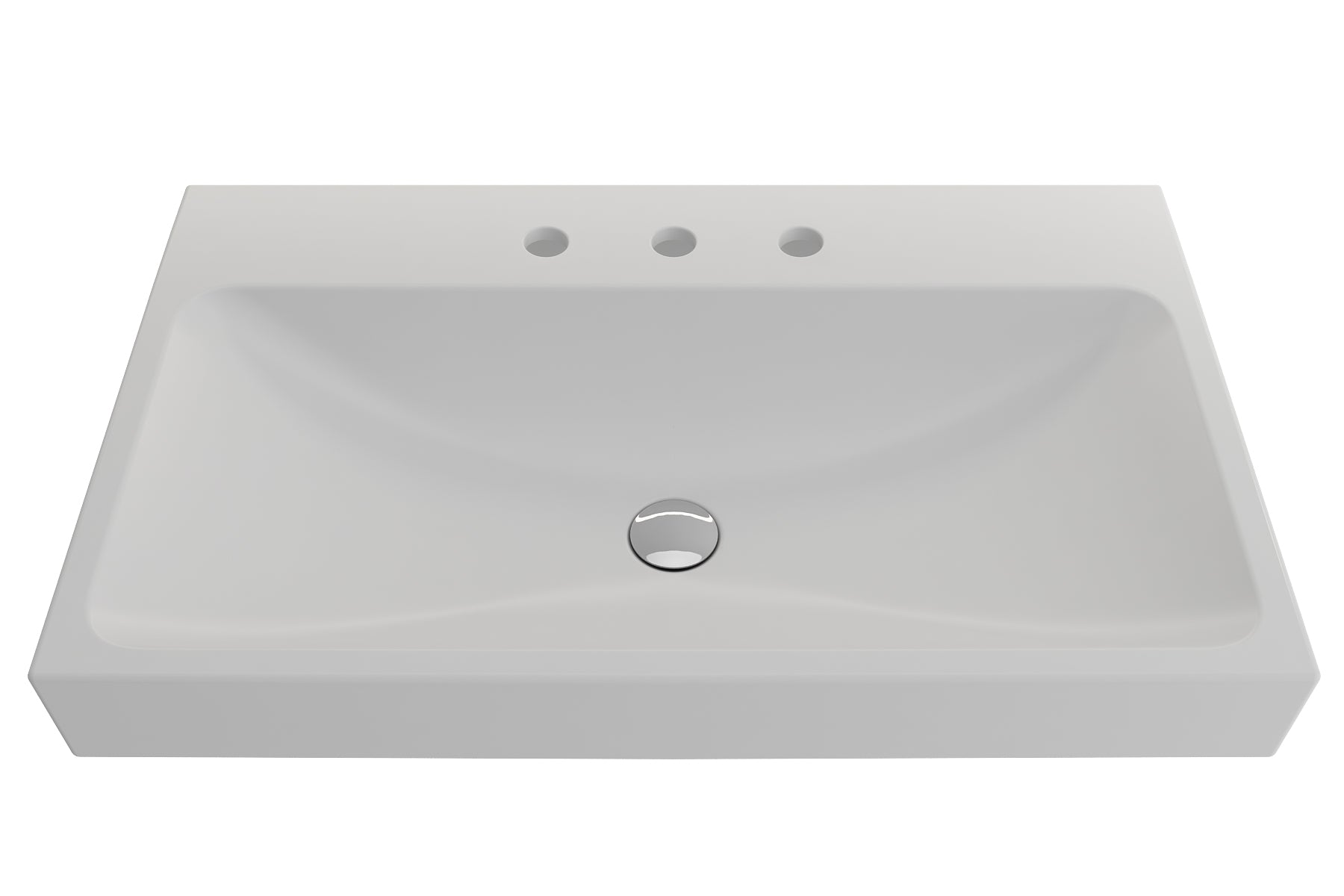 BOCCHI Scala 32" Rectangle Wallmount Fireclay Bathroom Sink, Matte White, 3 Faucet Hole, 1078-002-0127