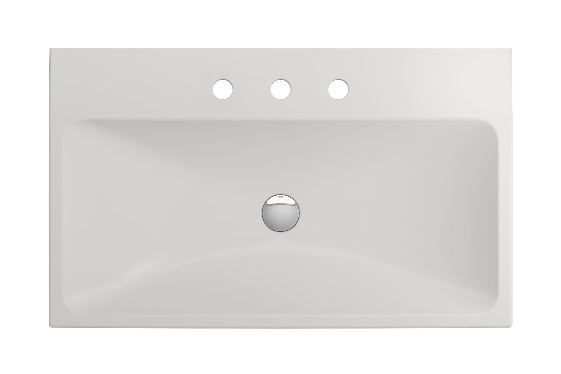BOCCHI Scala 32" Rectangle Wallmount Fireclay Bathroom Sink, Matte White, 3 Faucet Hole, 1078-002-0127