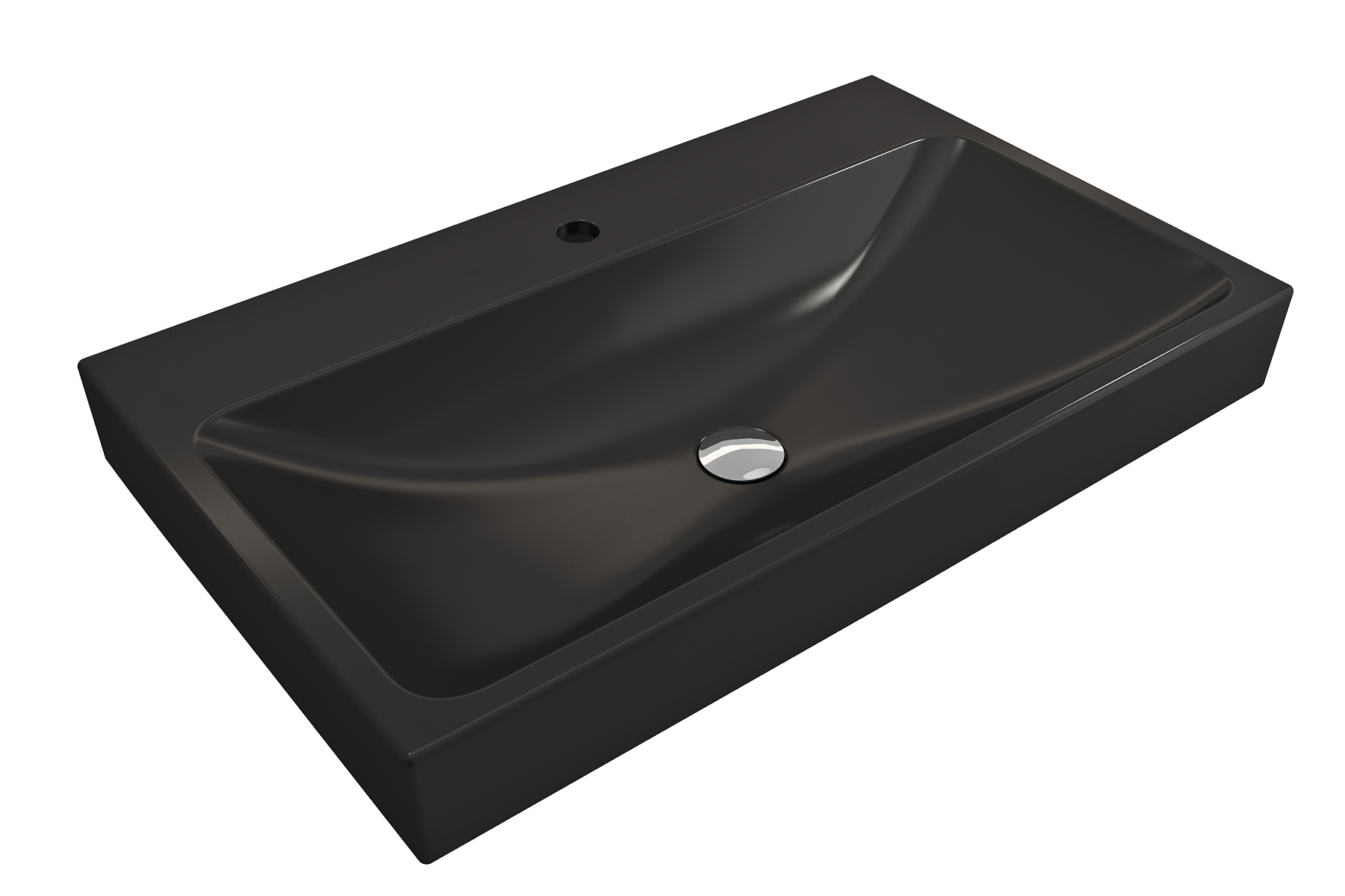 BOCCHI Scala 32" Rectangle Wallmount Fireclay Bathroom Sink, Matte Black, Single Faucet Hole, 1078-004-0126