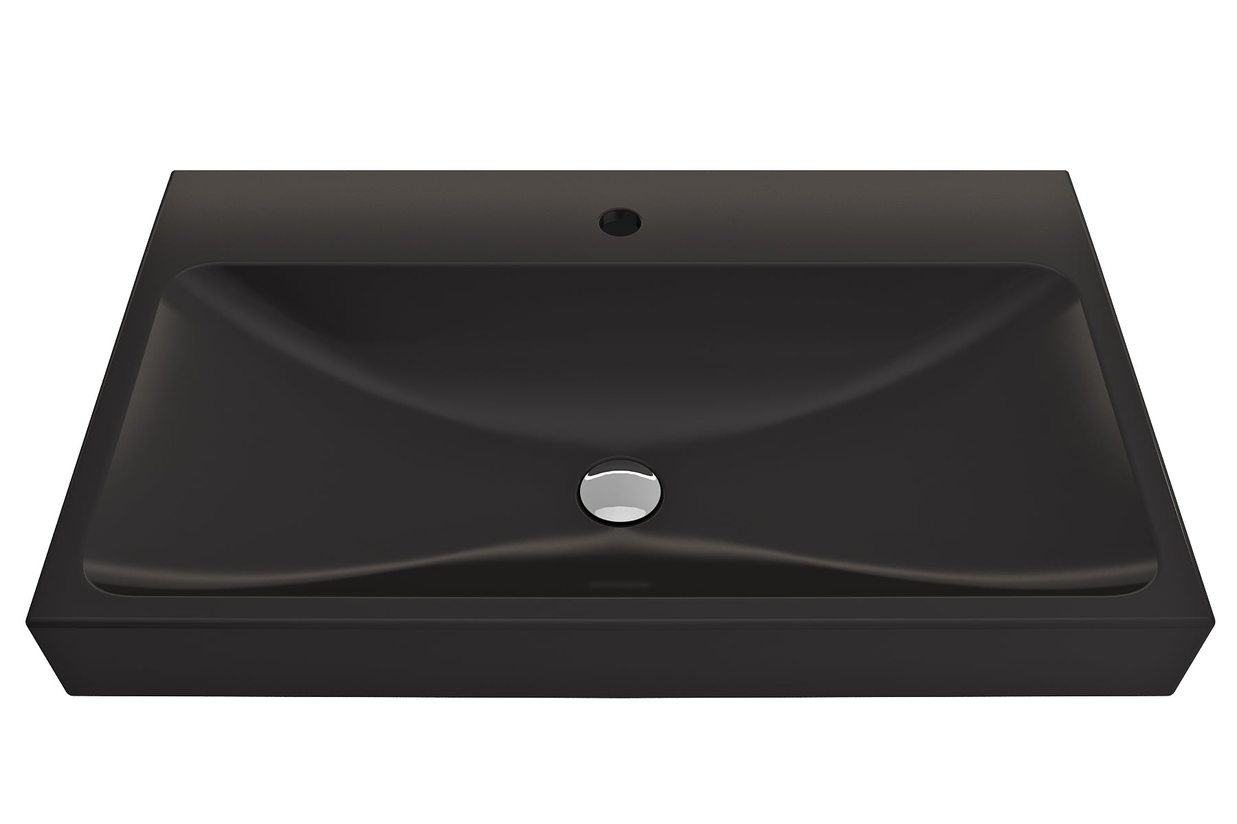 BOCCHI Scala 32" Rectangle Wallmount Fireclay Bathroom Sink, Matte Black, Single Faucet Hole, 1078-004-0126