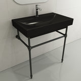 BOCCHI Scala 32" Rectangle Wallmount Fireclay Bathroom Sink, Matte Black, Single Faucet Hole, 1078-004-0126