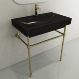 BOCCHI Scala 32" Rectangle Wallmount Fireclay Bathroom Sink, Matte Black, Single Faucet Hole, 1078-004-0126