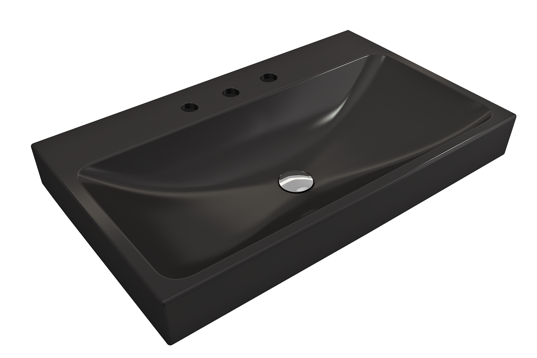 BOCCHI Scala 32" Rectangle Wallmount Fireclay Bathroom Sink, Matte Black, 3 Faucet Hole, 1078-004-0127