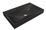 BOCCHI Scala 32" Rectangle Wallmount Fireclay Bathroom Sink, Matte Black, 3 Faucet Hole, 1078-004-0127