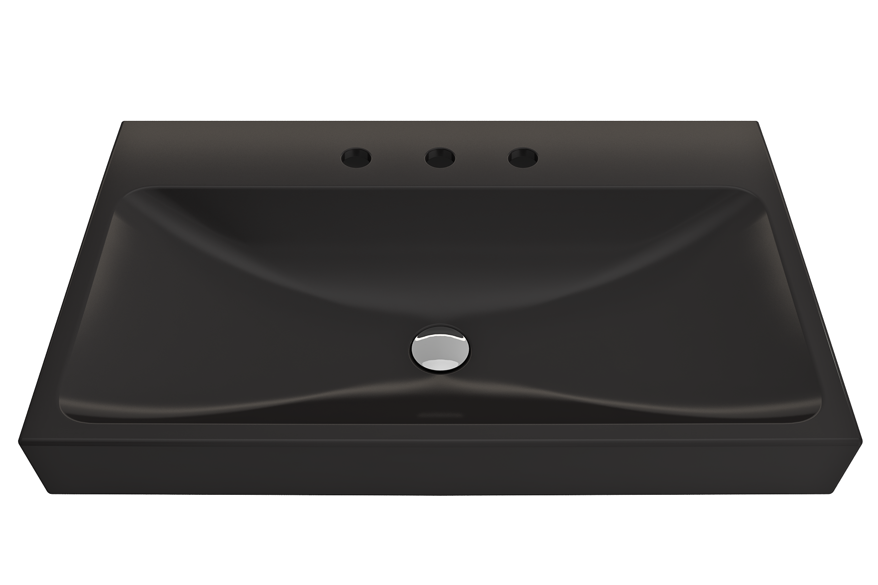 BOCCHI Scala 32" Rectangle Wallmount Fireclay Bathroom Sink, Matte Black, 3 Faucet Hole, 1078-004-0127
