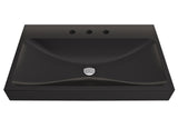 BOCCHI Scala 32" Rectangle Wallmount Fireclay Bathroom Sink, Matte Black, 3 Faucet Hole, 1078-004-0127