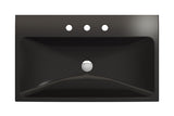 BOCCHI Scala 32" Rectangle Wallmount Fireclay Bathroom Sink, Matte Black, 3 Faucet Hole, 1078-004-0127