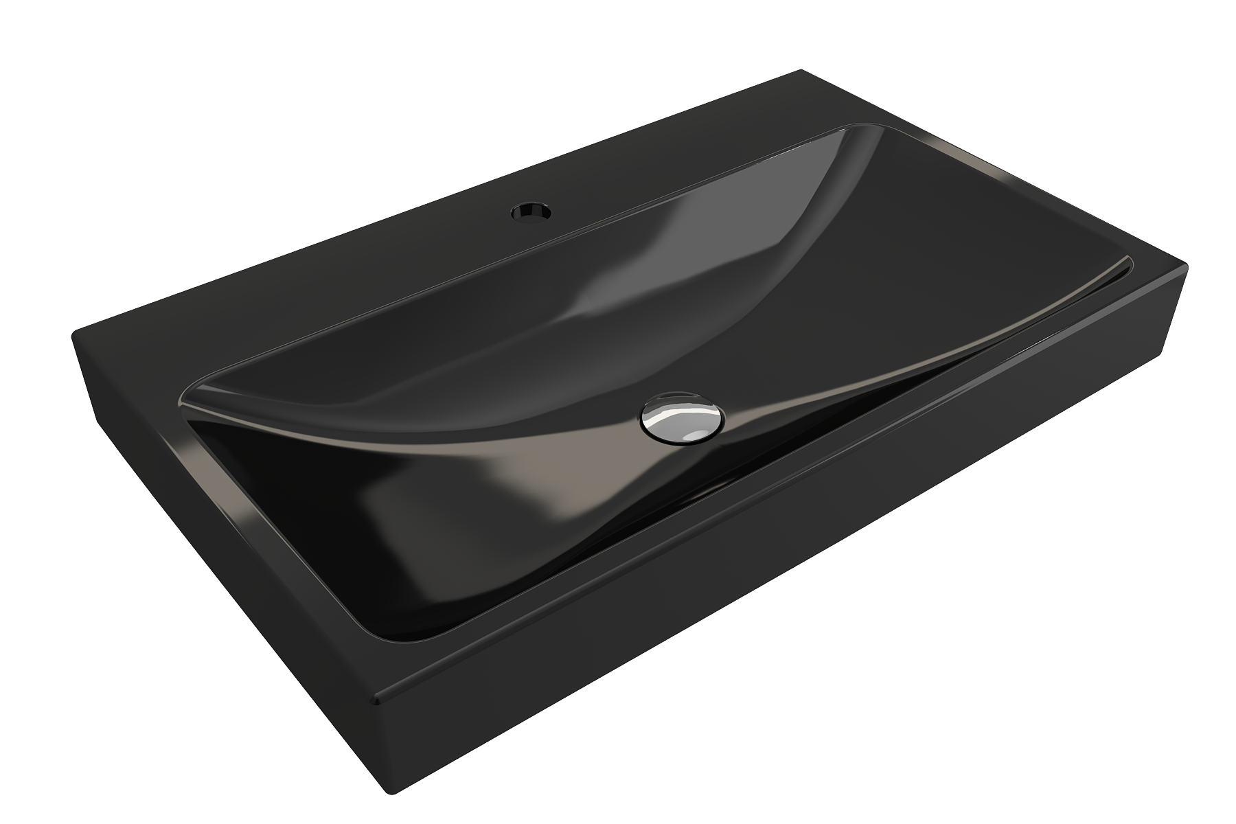 BOCCHI Scala 32" Rectangle Wallmount Fireclay Bathroom Sink, Black, Single Faucet Hole, 1078-005-0126