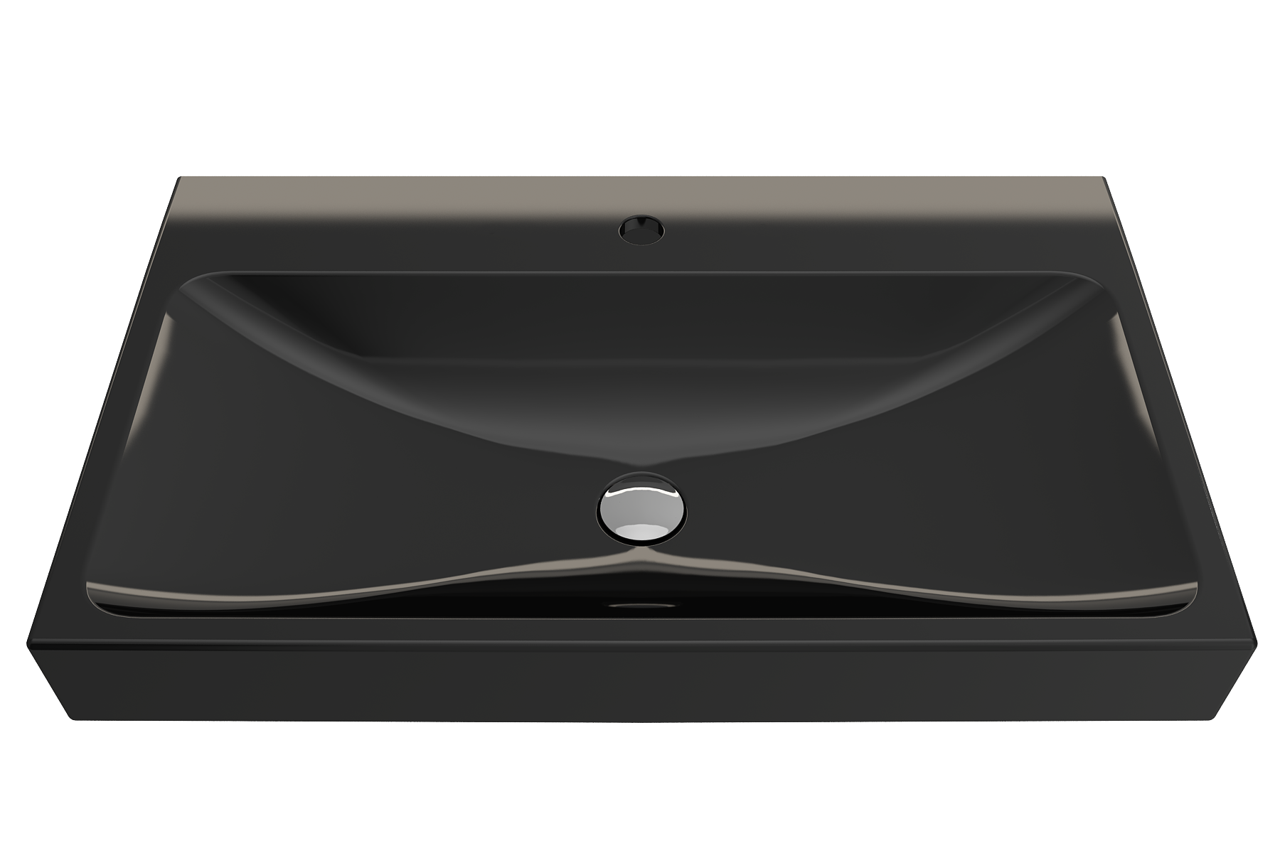 BOCCHI Scala 32" Rectangle Wallmount Fireclay Bathroom Sink, Black, Single Faucet Hole, 1078-005-0126