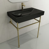 BOCCHI Scala 32" Rectangle Wallmount Fireclay Bathroom Sink, Black, Single Faucet Hole, 1078-005-0126
