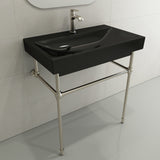 BOCCHI Scala 32" Rectangle Wallmount Fireclay Bathroom Sink, Black, Single Faucet Hole, 1078-005-0126