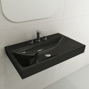 Alternate Image for BOCCHI Scala 32" Rectangle Wallmount Fireclay Bathroom Sink, Black, 3 Faucet Hole, 1078-005-0127