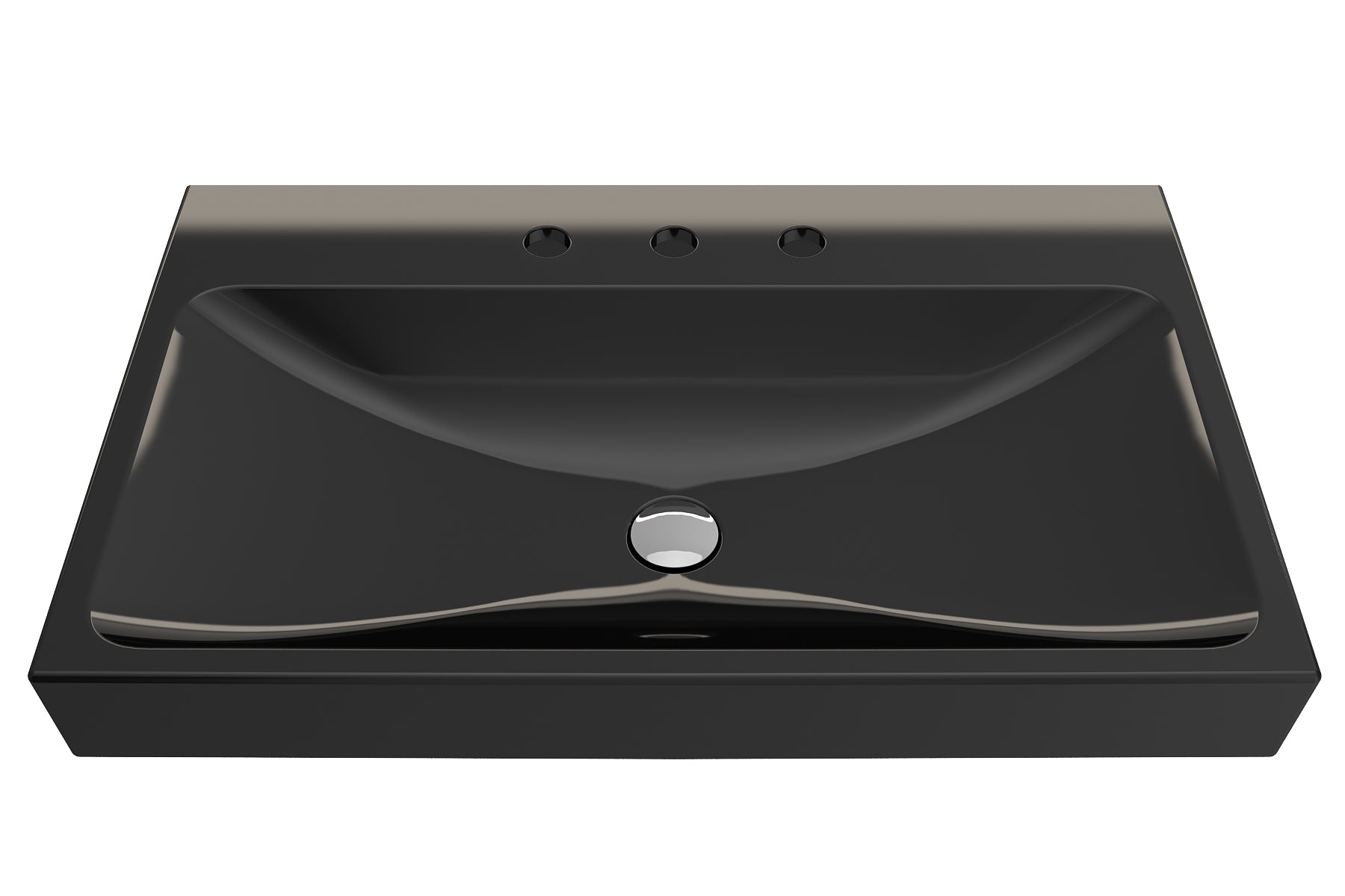 BOCCHI Scala 32" Rectangle Wallmount Fireclay Bathroom Sink, Black, 3 Faucet Hole, 1078-005-0127