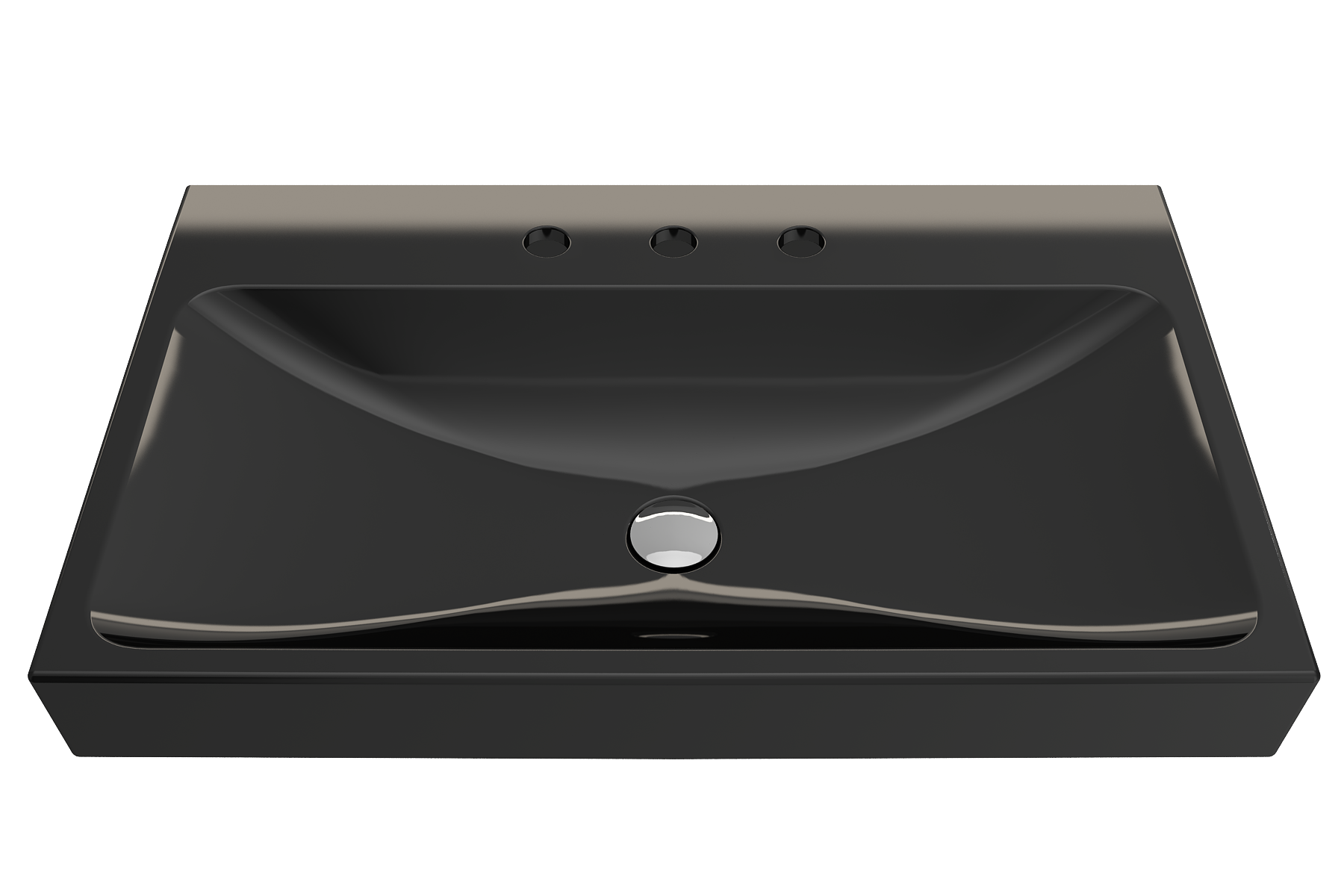 BOCCHI Scala 32" Rectangle Wallmount Fireclay Bathroom Sink, Black, 3 Faucet Hole, 1078-005-0127