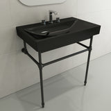 BOCCHI Scala 32" Rectangle Wallmount Fireclay Bathroom Sink, Black, 3 Faucet Hole, 1078-005-0127