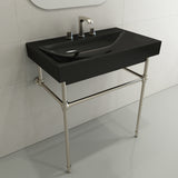 BOCCHI Scala 32" Rectangle Wallmount Fireclay Bathroom Sink, Black, 3 Faucet Hole, 1078-005-0127
