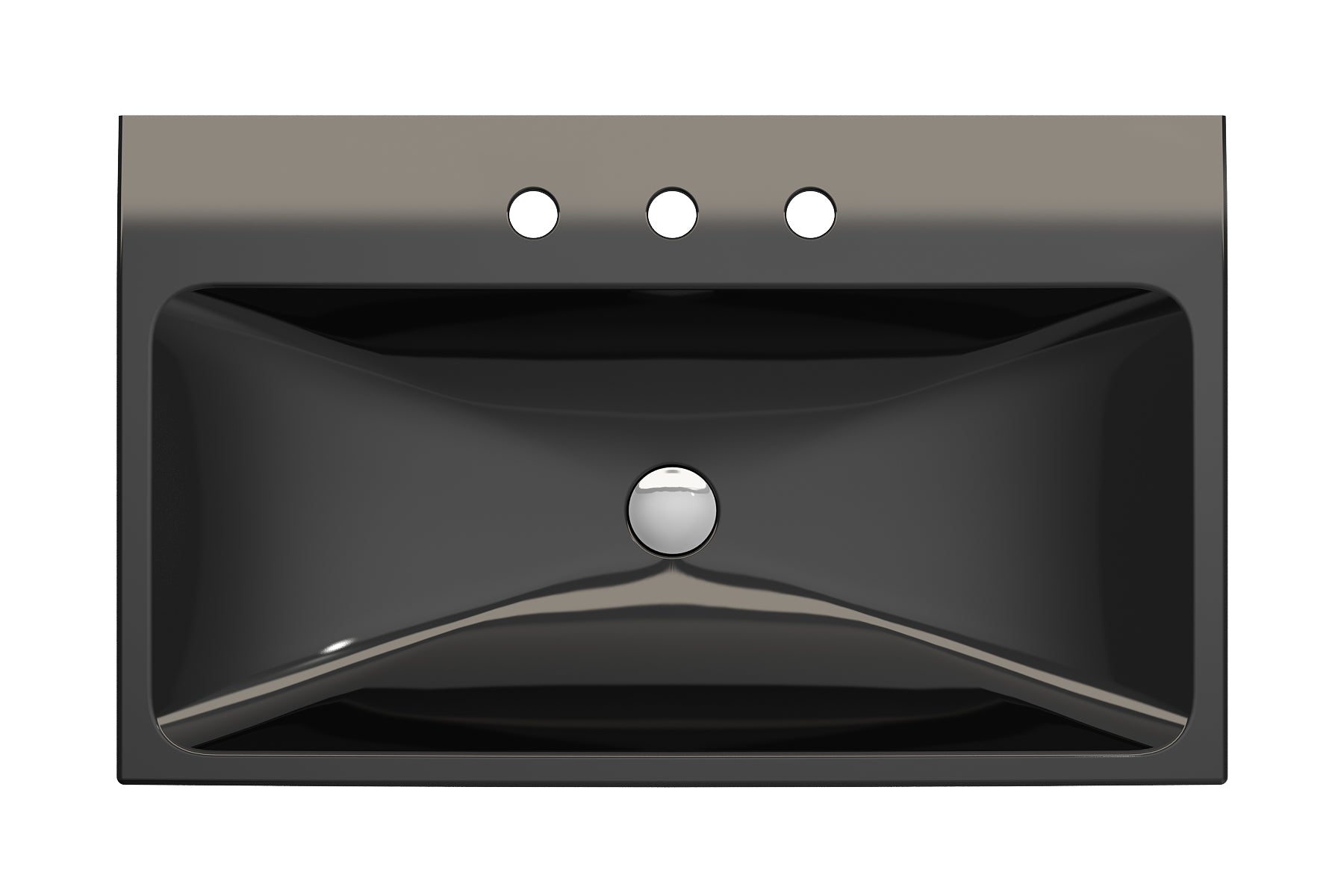 BOCCHI Scala 32" Rectangle Wallmount Fireclay Bathroom Sink, Black, 3 Faucet Hole, 1078-005-0127
