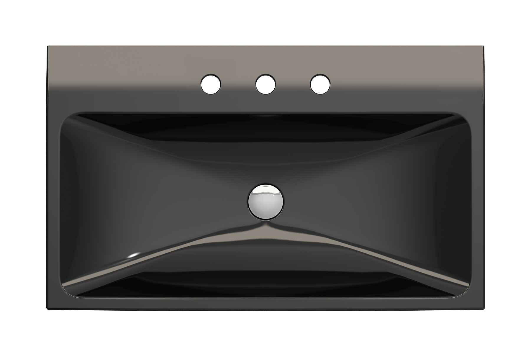 BOCCHI Scala 32" Rectangle Wallmount Fireclay Bathroom Sink, Black, 3 Faucet Hole, 1078-005-0127