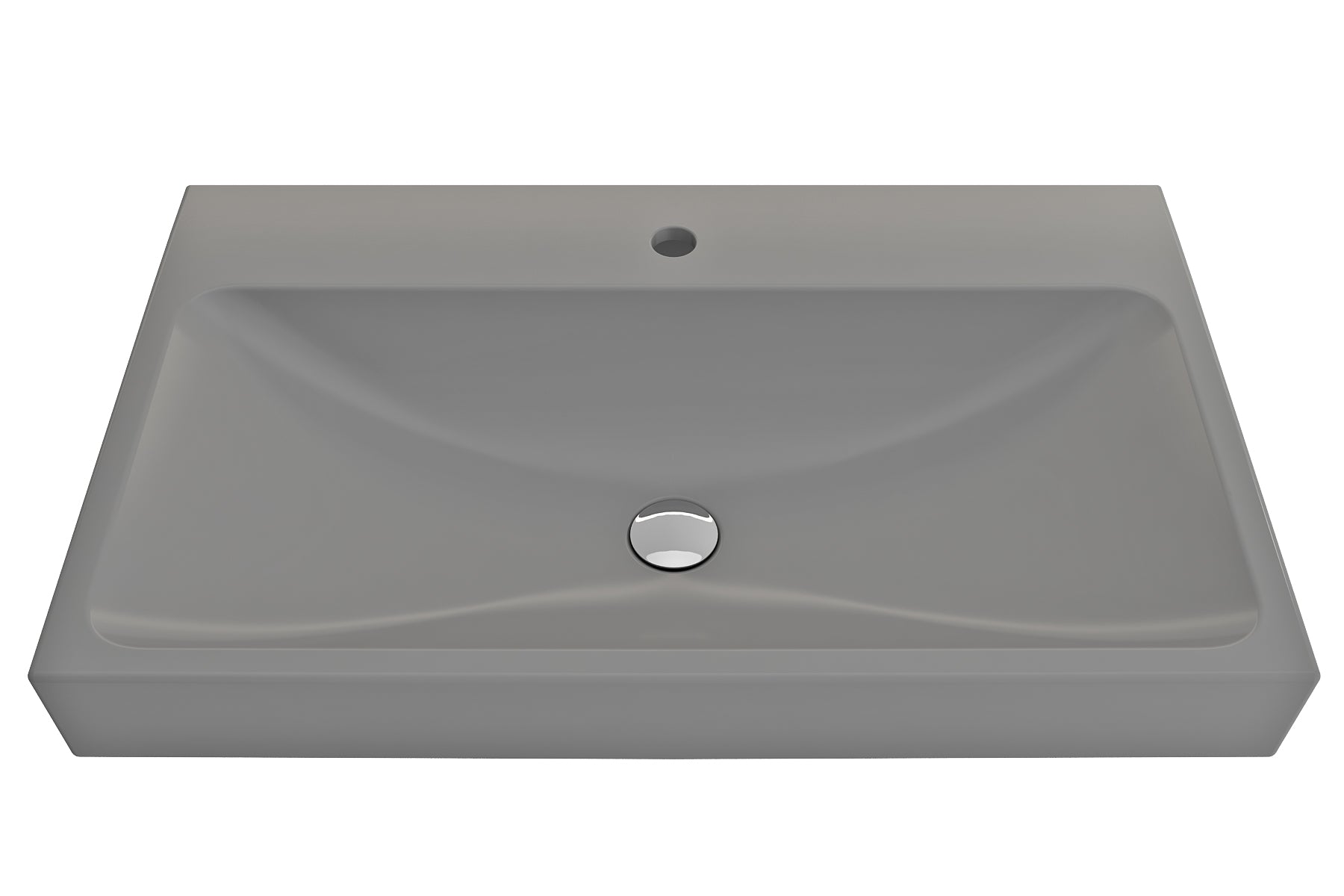 BOCCHI Scala 32" Rectangle Wallmount Fireclay Bathroom Sink, Matte Gray, Single Faucet Hole, 1078-006-0126