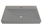 BOCCHI Scala 32" Rectangle Wallmount Fireclay Bathroom Sink, Matte Gray, Single Faucet Hole, 1078-006-0126