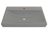 BOCCHI Scala 32" Rectangle Wallmount Fireclay Bathroom Sink, Matte Gray, Single Faucet Hole, 1078-006-0126