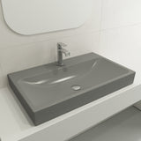 BOCCHI Scala 32" Rectangle Wallmount Fireclay Bathroom Sink, Matte Gray, Single Faucet Hole, 1078-006-0126
