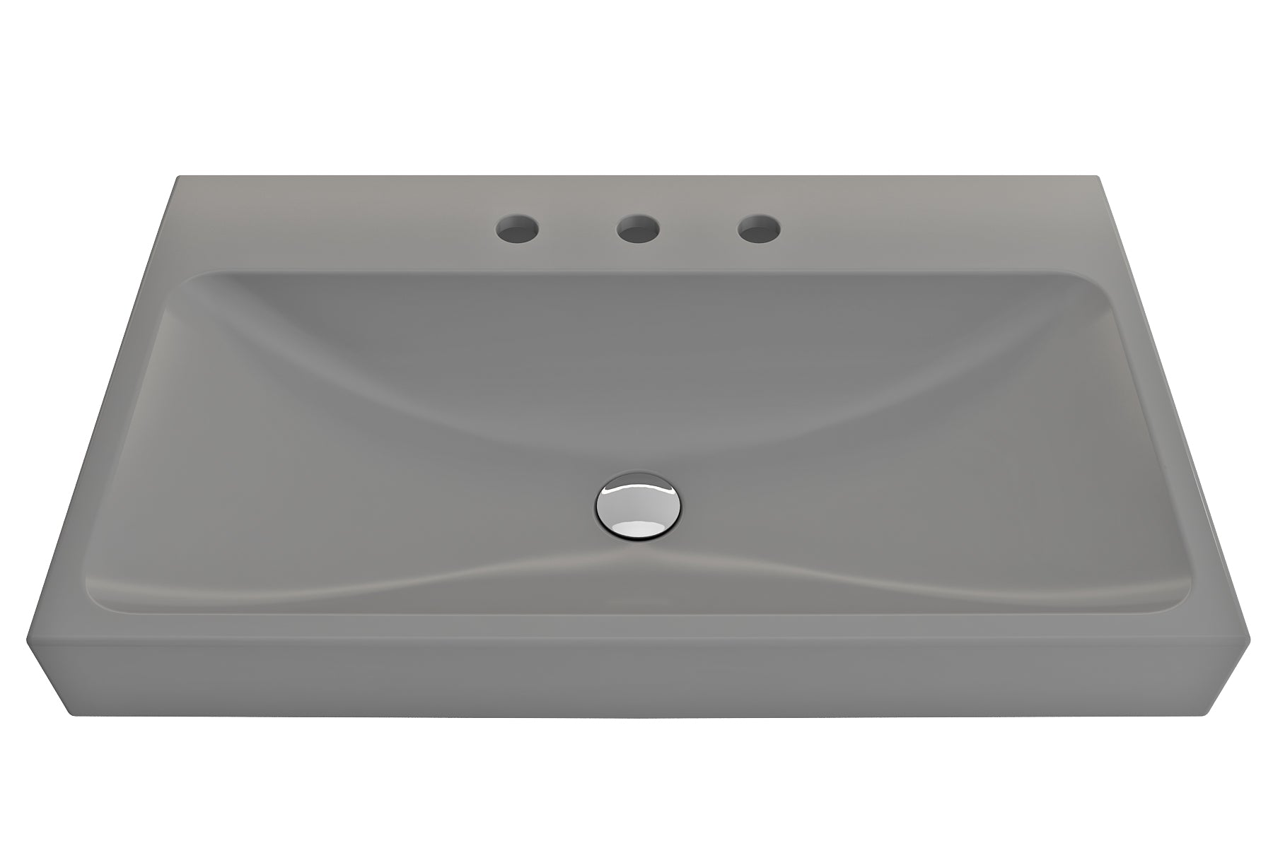 BOCCHI Scala 32" Rectangle Wallmount Fireclay Bathroom Sink, Matte Gray, 3 Faucet Hole, 1078-006-0127
