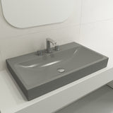BOCCHI Scala 32" Rectangle Wallmount Fireclay Bathroom Sink, Matte Gray, 3 Faucet Hole, 1078-006-0127