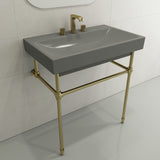 BOCCHI Scala 32" Rectangle Wallmount Fireclay Bathroom Sink, Matte Gray, 3 Faucet Hole, 1078-006-0127