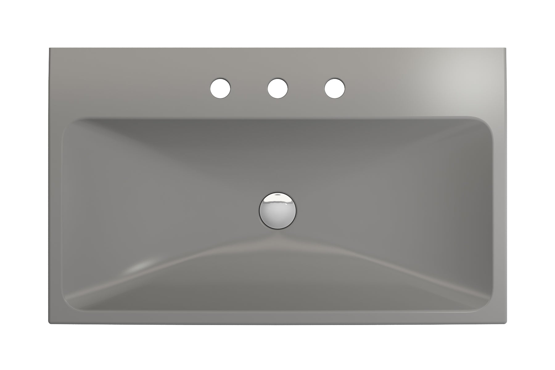 BOCCHI Scala 32" Rectangle Wallmount Fireclay Bathroom Sink, Matte Gray, 3 Faucet Hole, 1078-006-0127