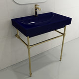 BOCCHI Scala 32" Rectangle Wallmount Fireclay Bathroom Sink, Sapphire Blue, Single Faucet Hole, 1078-010-0126
