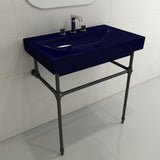 BOCCHI Scala 32" Rectangle Wallmount Fireclay Bathroom Sink, Sapphire Blue, 3 Faucet Hole, 1078-010-0127