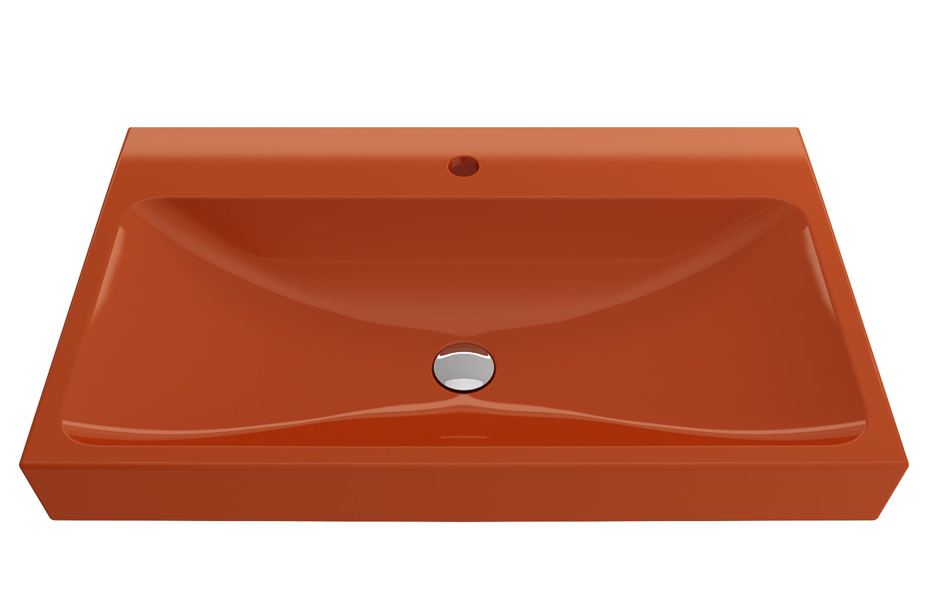 BOCCHI Scala 32" Rectangle Wallmount Fireclay Bathroom Sink, Orange, Single Faucet Hole, 1078-012-0126