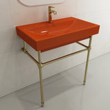 BOCCHI Scala 32" Rectangle Wallmount Fireclay Bathroom Sink, Orange, Single Faucet Hole, 1078-012-0126