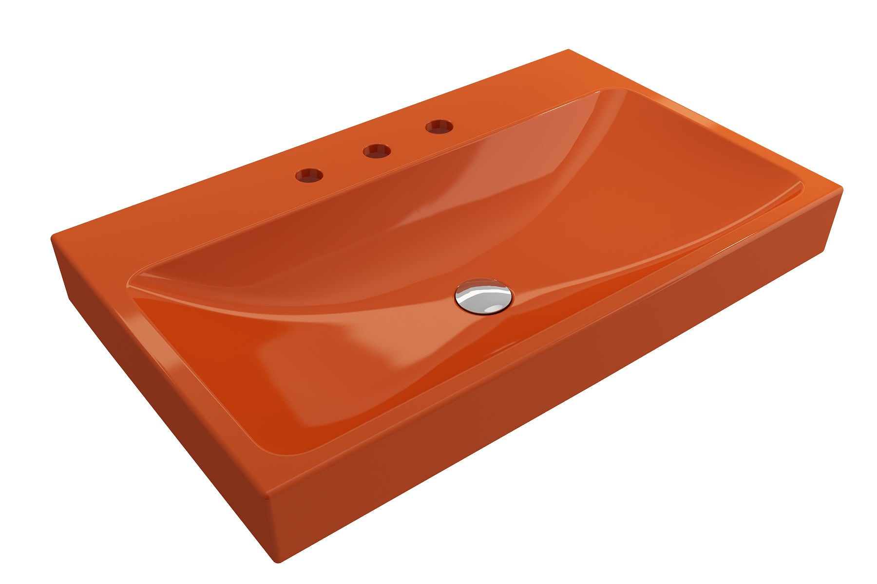 BOCCHI Scala 32" Rectangle Wallmount Fireclay Bathroom Sink, Orange, 3 Faucet Hole, 1078-012-0127